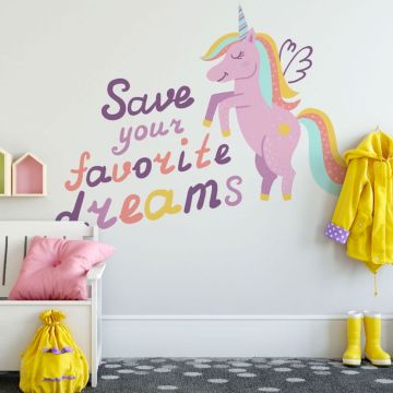 Unicorn horn quotes wall stickers clouds moon wall decal