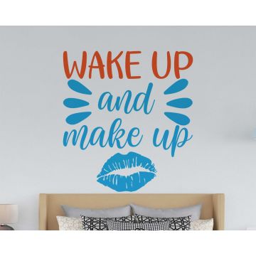 Wake Up And Make Up Beautiful Quote Vinyl Wall Stickers For Room Decoration 