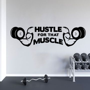 Hustle For That Muscle Quote Wall Decals for Gym Wall Decor