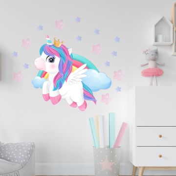 Best Beautiful Unicorn With Stars Vinyl Wall Decals for Kids Room Wall Decor