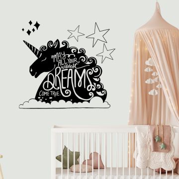 May All Your Wildest Dreams Come True Unicorn Quote Wall Decals for Kids Bedroom Wall Decor