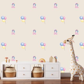 Beautiful Unicorns & Balloons Pattern Vinyl Wall Decals for Bedroom Wall Decor