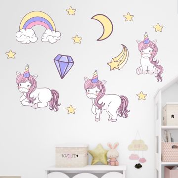 Beautiful Unicorn With Star And Moon Vinyl Wall Stickers For Kids' Room Wall Decor