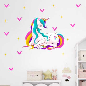 Beautiful Unicorn With Stars Vinyl Wall Stickers For Kids Room Wall Decor