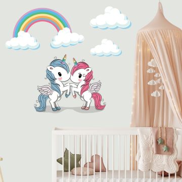 Best Unicorn, Rainbow With Clouds Vinyl Wall Decals for Kids Bedroom Wall Decor