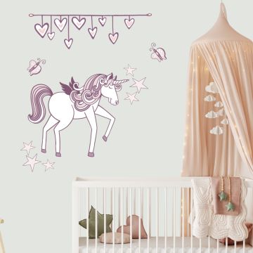 Beautiful Unicorn With Stars Vinyl Wall Stickers for Kids Room Wall Decor