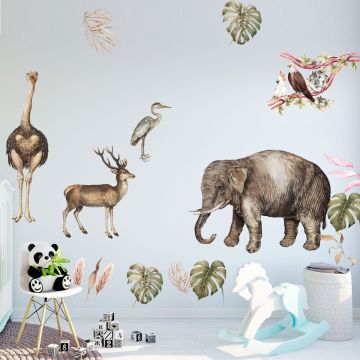 Best Elephant, Deer & Safari Animal Vinyl Wall Stickers for Kids Bedroom Wall Decor