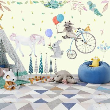 Beautiful Unicorn & Bunny Animals Wall Decals for Kids Room Decor
