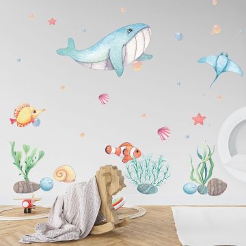 Best Underwater Whale, Nemo Fish, Bubbles Wall Decals for Nursery Wall Decor