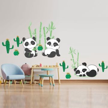 Cool & Best Beautiful Panda, Bamboo & Cactus Wall Stickers for Kids Room Wall Decor