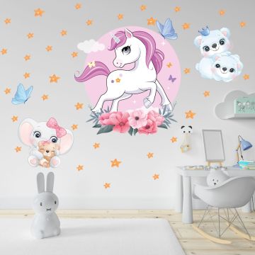 Best & Beautiful Unicorn With Stars Wall Stickers for Kids Room Wall Decor