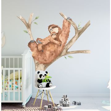 Whimsical Sloth and Bunny Wall Sticker for Kids Room Wall Decor