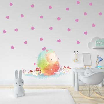 Best Beautiful Hearts With Hedgehog Vinyl Wall Stickers for Kids' Room Wall Decor