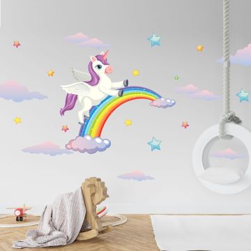 Cool & Best Beautiful Unicorn With Stars Wall Decals for Kids Room Wall Decor