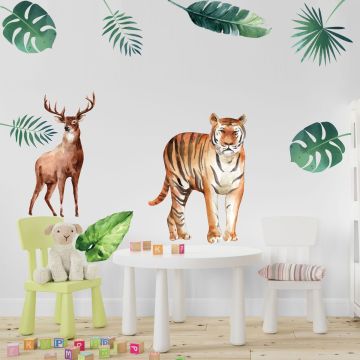 Beautiful Tiger, Deer & Safari Animal Vinyl Wall Decals for Bedroom Wall Decor