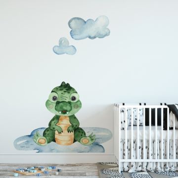 Cute Crocodile Water Colour Wall Stickers for Children Room Wall Decor