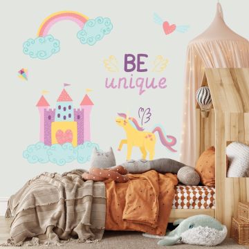 Be Unique Unicorn Wall Stickers for Girls Room Wall Decor