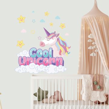 Beautiful Stars & Cool Unicorn Horn Vinyl Wall Stickers for Kids Room Wall Decor
