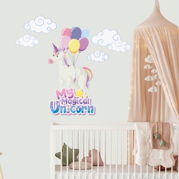 Cute My Magical Unicorn Vinyl Wall Stickers for Nursery Wall Decor