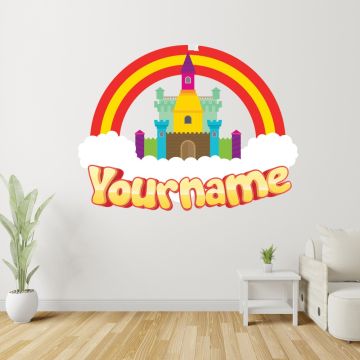 Beautiful Custom Name Castle Rainbow Vinyl Wall Stickers For Kid's Room Wall Decor