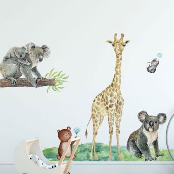 Animal watercolor stickers wall decal nursery wall stickers