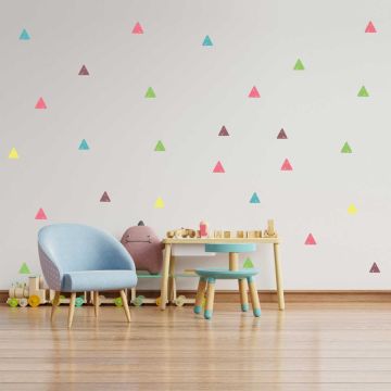 Beautiful Rainbow colours Triangle Vinyl Wall Stickers for Kids BedroomWall Decor