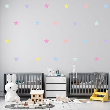 Best Beautiful Pastel Colour Stars Vinyl Wall Stickers for Room Wall Decor