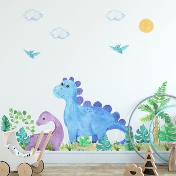 Best Beautiful Dinosaur Watercolor Vinyl Wall Stickers for Kids Room Wall Decor