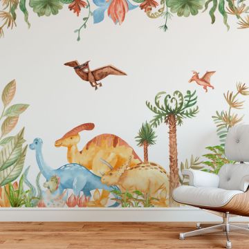 Beautiful Dinosaurs &  Jurassic park Theme Watercolor Wall Decals