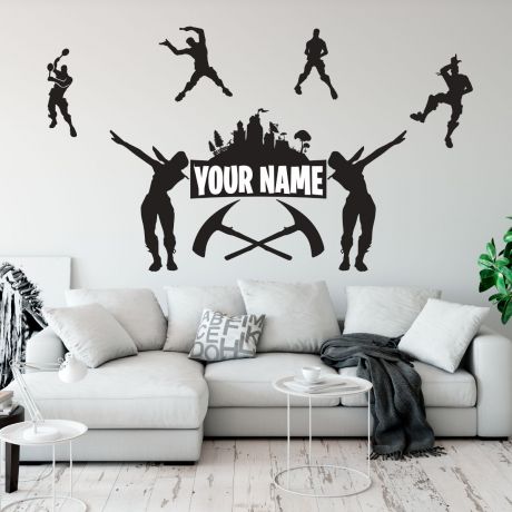 Fortnite Personalized Name Wall Art Vinyl Sticker for Gaming Room