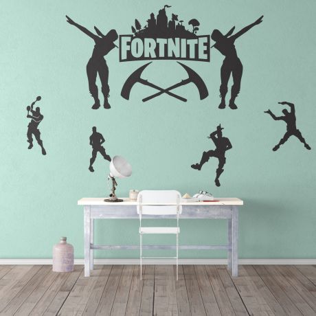 Fortnite Logo with Characters Wall Decor Vinyl Sticker for Gamers