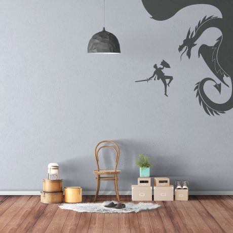 Dragon and Warrior Wall Decal for Children Room