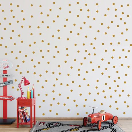 Metallic Gold Polka dot Wall Decals Pattern Vinyl Wall Sticker