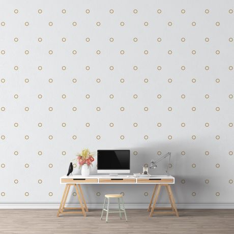 Metallic Gold Outlined Polka dot Wall Decals Pattern Vinyl Wall Sticker