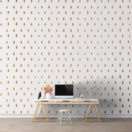 Hand Drawn Metallic Gold Polka dot Wall Decals Pattern Vinyl Wall Stickers