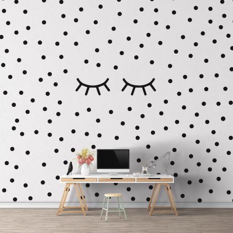 Sleepy Eyelash and Polka dot Wall Decals Pattern Vinyl Wall Wall Sticker