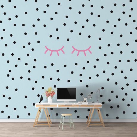Sleepy Eyelash and Polka dot Wall Decals Pattern Vinyl Wall Wall Art