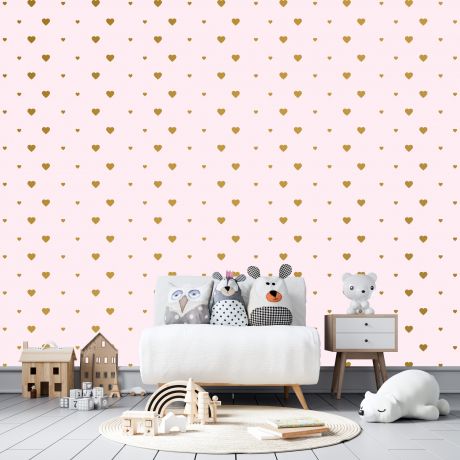 Mixed Size Metallic Gold Heart Wall Decals Pattern Vinyl Wall Wall Art