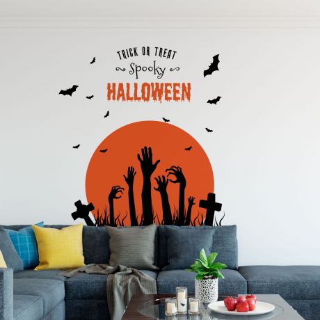 Spooky Halloween Trick or Treat Zombie Wall Decal