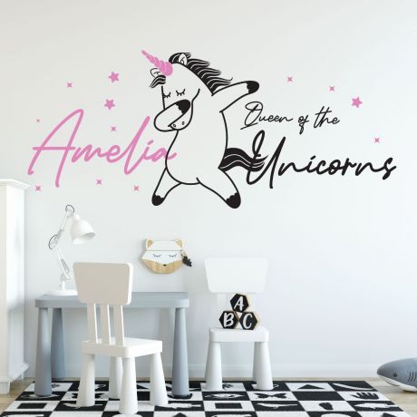 Unicorn Themed Custom Girl Name Vinyl Wall Sticker