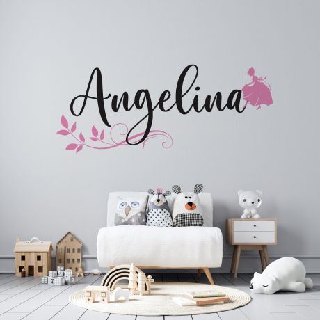 Disney themed Personalized Girls Name Wall Stickers for Children Room