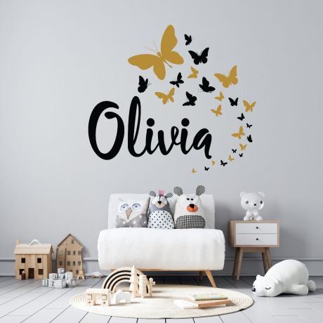 Butterfly themed Personalized Girls Name Wall Stickers for Children Room