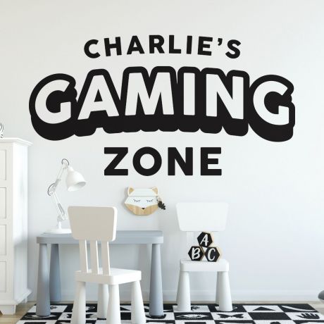 Gamer Wall Decal, Gaming Zone Wall Stickers, Customised For Kids Bedroom 