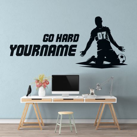 Personalised Name & Jersey Number Wall Decal Stickers Decals Football Wall Stickers Kids Room Home Decor