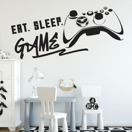 Gamer wall decal Eat Sleep Game Controller video game wall decals Vinyl Wall Art