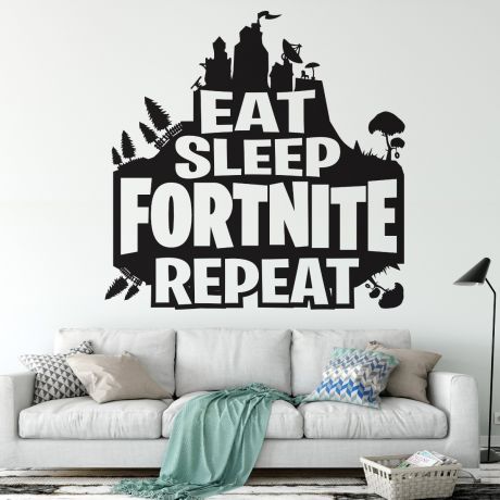 Eat Sleep Fortnite Repeat Wall Stickers For Boys Room Decor
