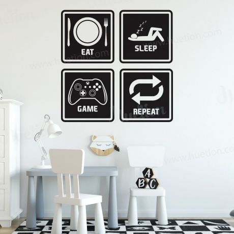 Game Zone Gamer Wall Decal Eat Sleep Game Wall Art 