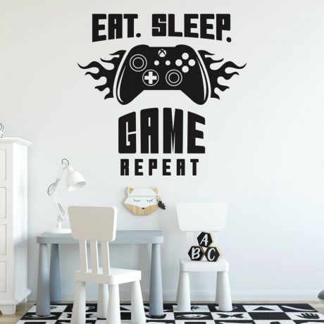 Gamer wall decal Eat Sleep Game wall decal For Kids Bedroom