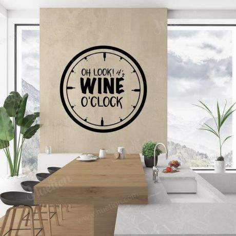 Wine 'o' Clock Kitchen Wall Stickers for Kitchen Quote Wall Decals