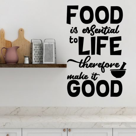 Food is essential to Life Kitchen Wall Stickers for Kitchen Quote Wall Decals
